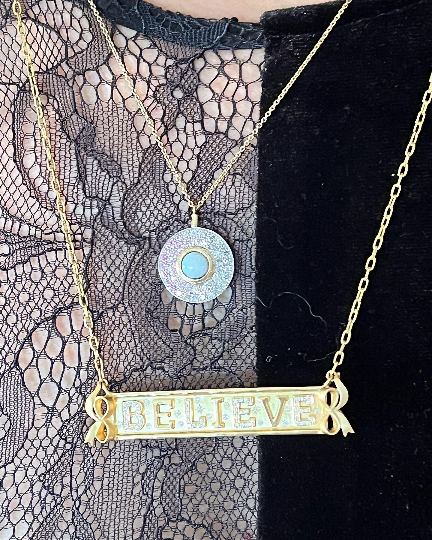 Believe Necklace - One-of-a-Kind 18K Gold Inspirational Bar Necklace