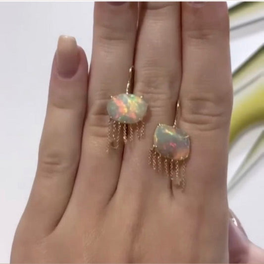 Nimbus Opal Earrings by Unhada - Enchanted Fine Jewelry for the Free-Spirited Sophisticate - Heirloom jewelry hand-crafted with 18k gold, rare gems and magic