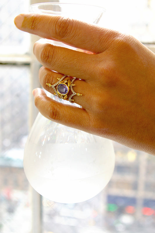 Sugarplum Ring - One-of-a-Kind 18K Gold Sapphire & Diamond Ring