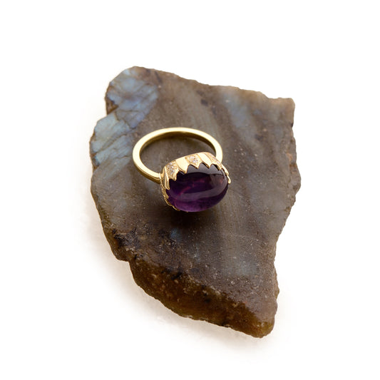 Fortress Ring - One-of-a-Kind 18K Gold Amethyst Dynasty Collection Statement Ring