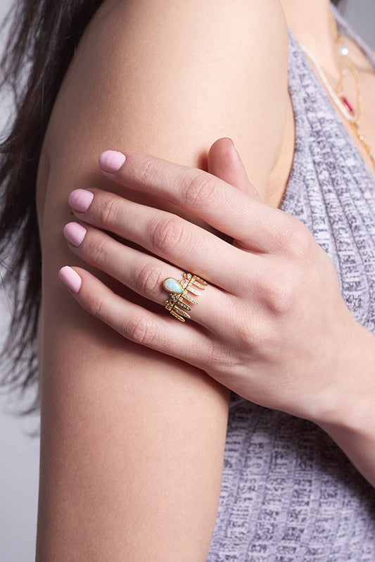 Dark Palace Band - 18K Yellow Gold Diamond Ring