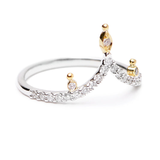 Bits Band - 18K Gold Pavé Diamond Stackable Band Ring