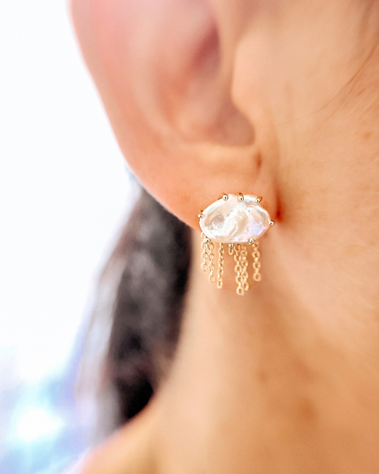 Lumina Keshi Studs - 9K Gold Freshwater Pearl Stud Earrings