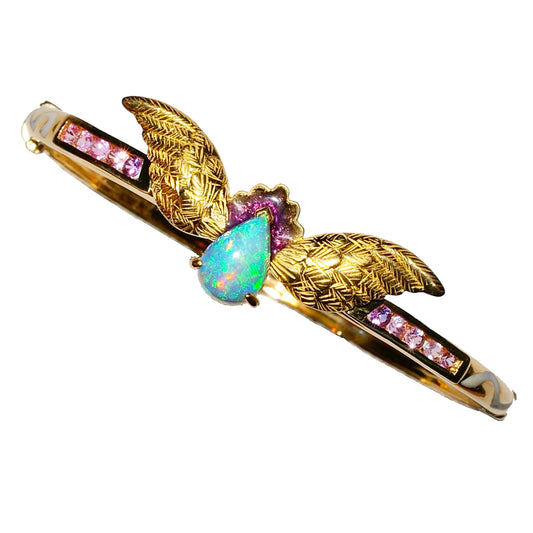 Royal Bangle - Limited Edition 18K Gold Hand-Carved Wing Bangle from BouldWing Collection