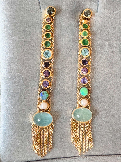 Manifest Long Multi-Gem Earrings