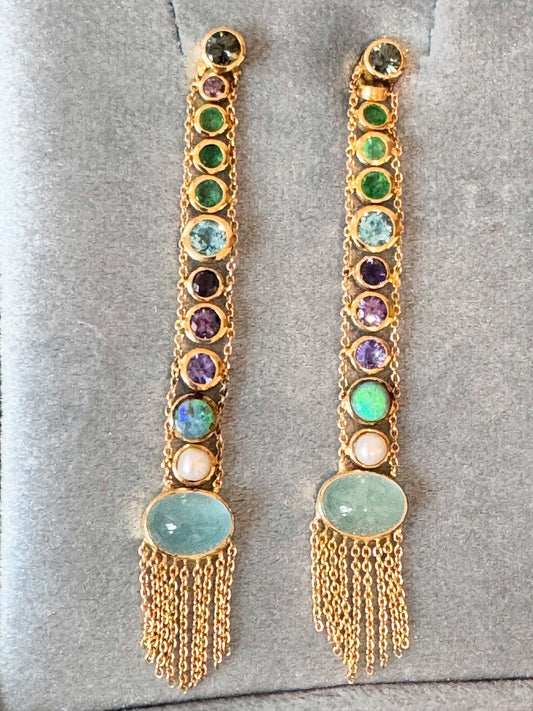 Manifest Long Multi-Gem Earrings