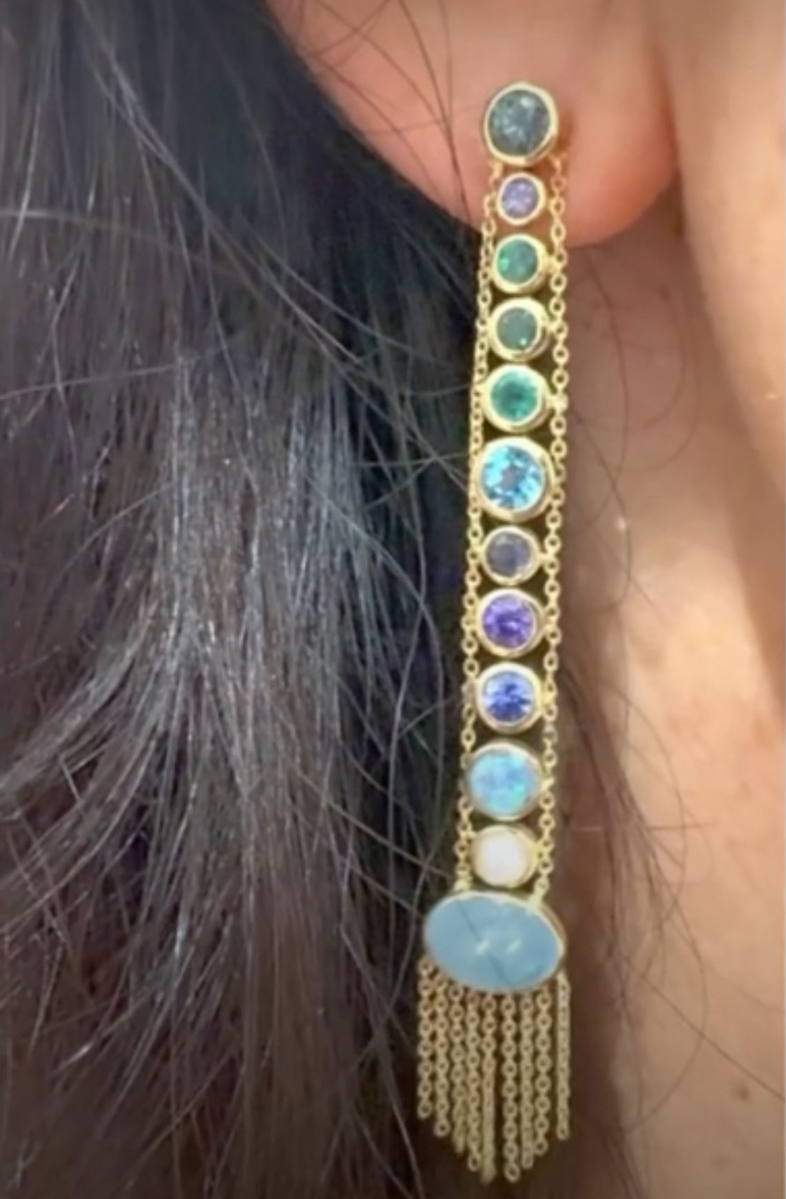 Manifest Long Multi-Gem Earrings