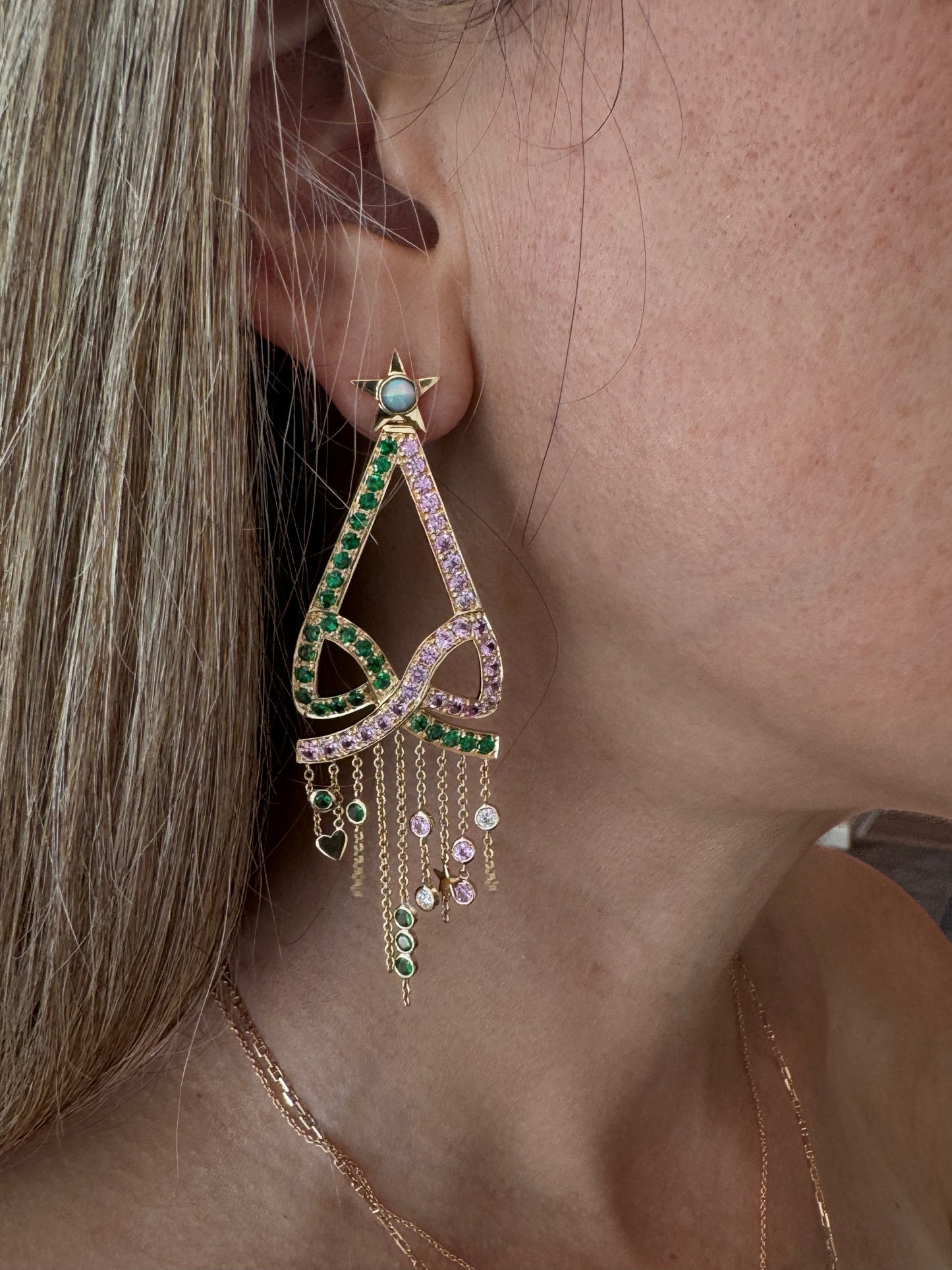 English Rose Earrings - One-of-a-Kind 18K Gold Transformative Statement Earrings