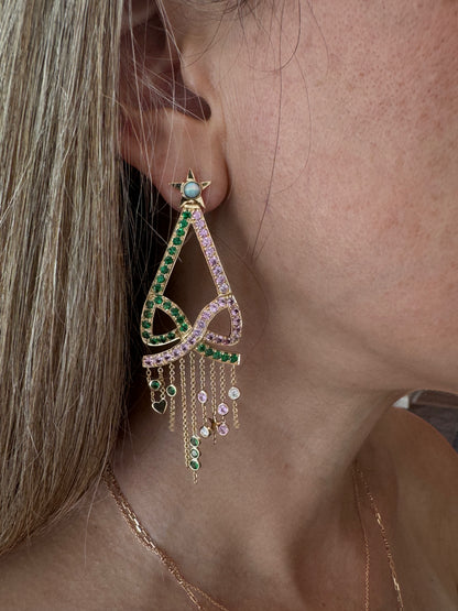 English Rose Earrings - One-of-a-Kind 18K Gold Transformative Statement Earrings