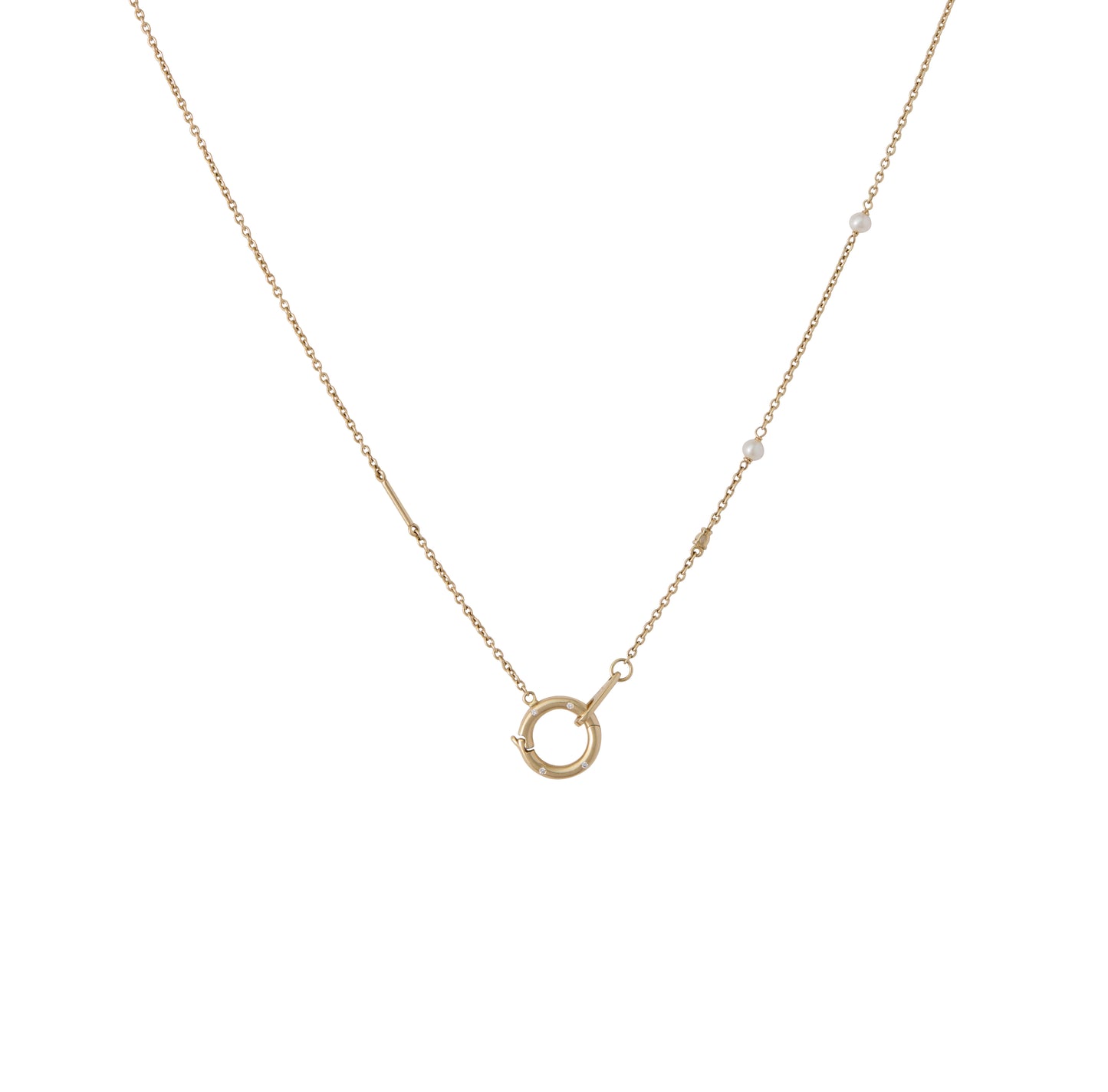 Reverie Charm Chain - 9K Gold Diamond & White Sapphire Pearl Necklace