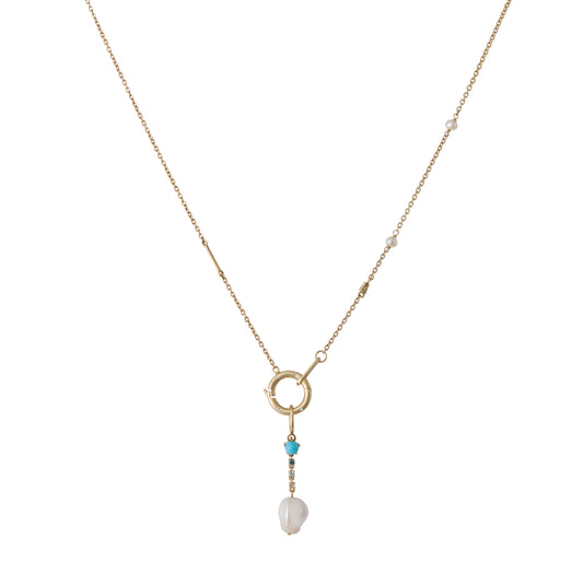 Slumber Charm / Pendant - 9K Gold Multi-Gemstone & Pearl Dream