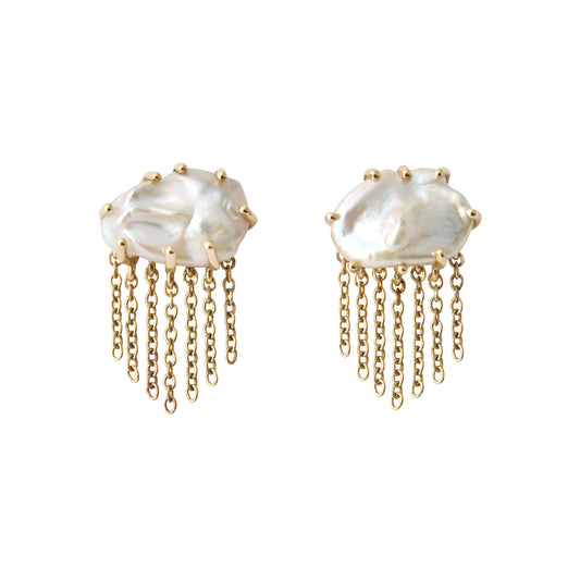 Lumina Keshi Studs - 9K Gold Freshwater Pearl Stud Earrings
