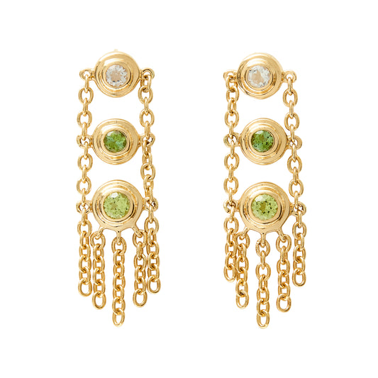 Three Stone Peridot Rails Earrings