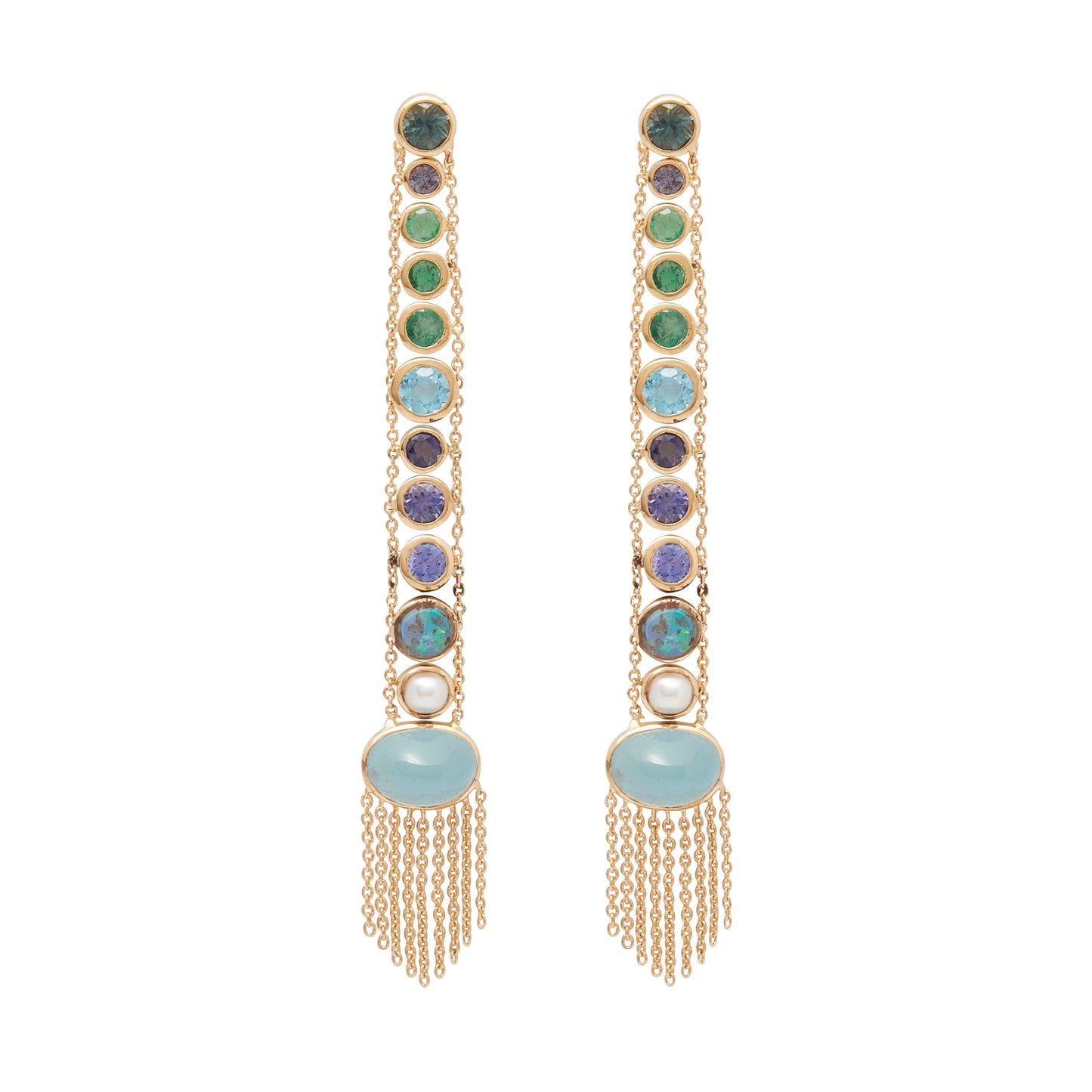 Manifest Long Multi-Gem Earrings