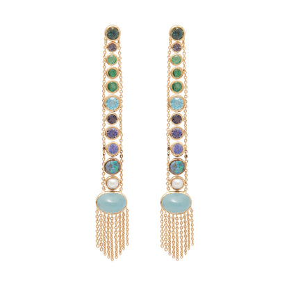 Manifest Long Multi-Gem Earrings