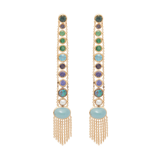 Manifest Long Multi-Gem Earrings