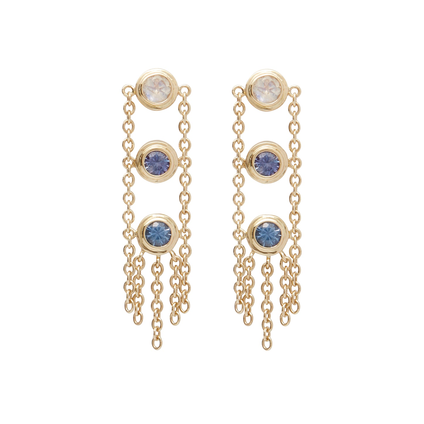 Sapphire Rails 3 Stone Earrings