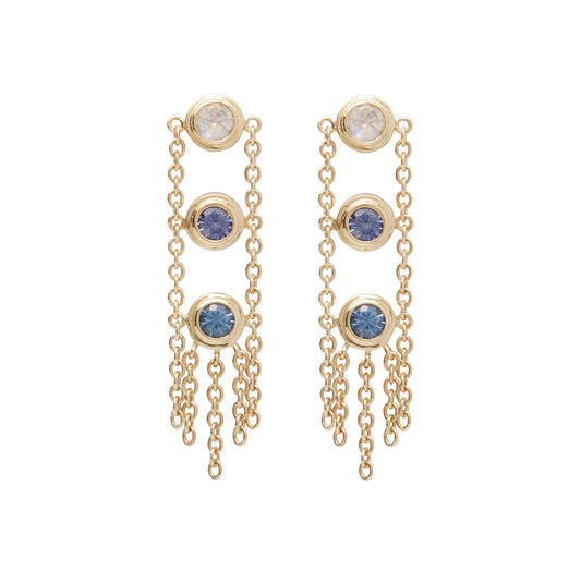 Sapphire Rails 3 Stone Earrings