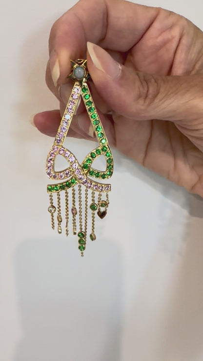 English Rose Earrings - One-of-a-Kind 18K Gold Transformative Statement Earrings